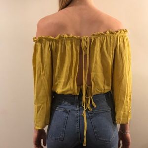 Off the shoulder yellow blouse